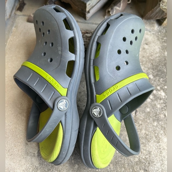 CROCS Modi Sport slip on clogs Gray & Green ventilated comfort shoes Sz-M5 W7. Q - Picture 2 of 10